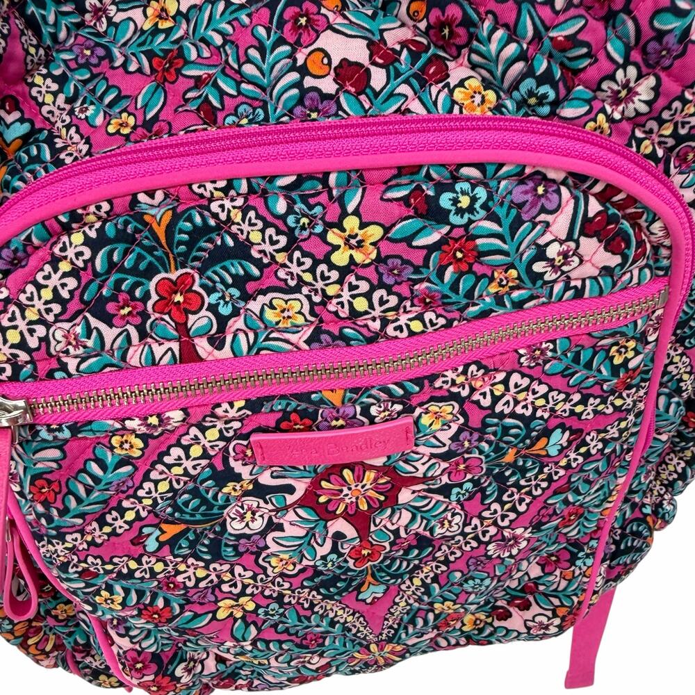 Vera Bradley Pink Floral Pink Travel Backpack Carry On Luggage Bag Large - Picture 6 of 10